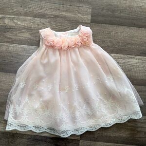 Pink Dress with Floral Neckline
